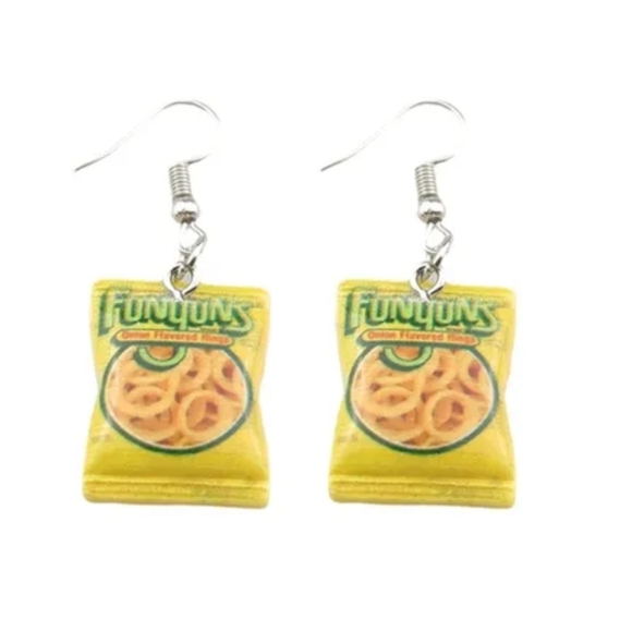 Funyuns Chip Earrings, Fun Earrings, Novelty Earrings, Snack Earrings - Picture 1 of 1